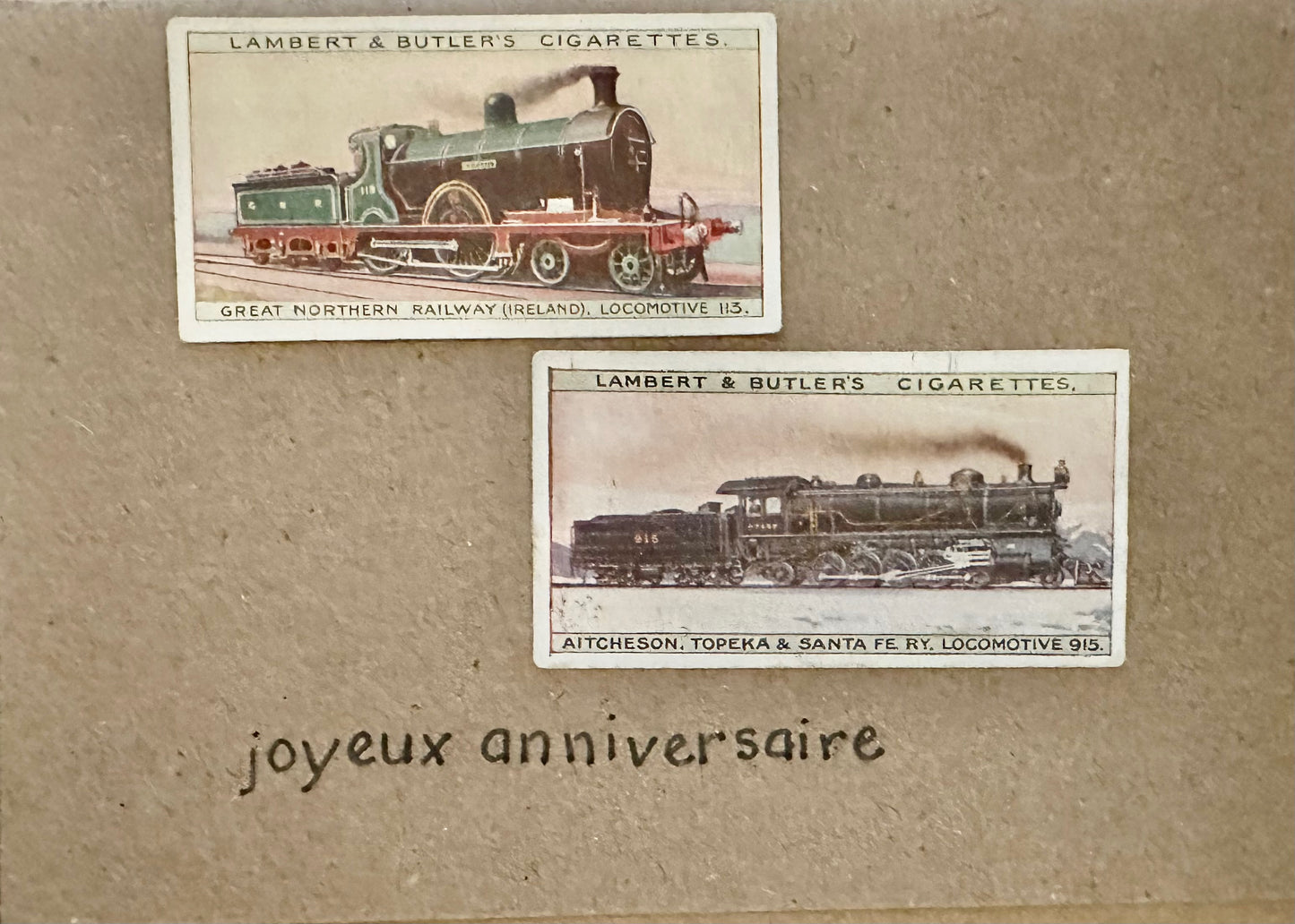 Handmade "Vintage Cigarette Card" Greeting Cards (Trains + Planes)