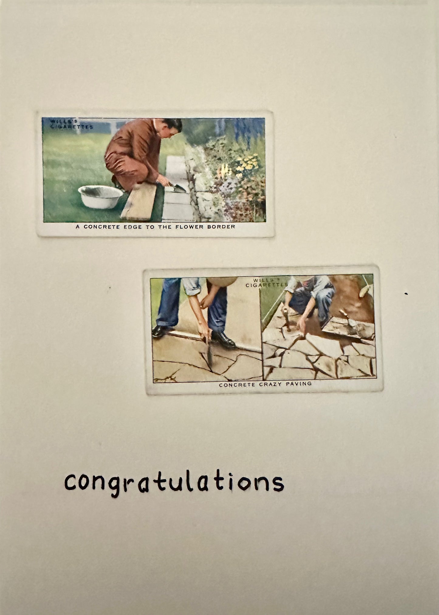 Handmade "Vintage Cigarette Card" Greeting Cards (First Aid + Home Maintenance)