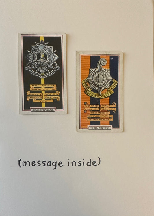 Handmade "Vintage Cigarette Card" Greeting Cards (Military Insignia + Medals)