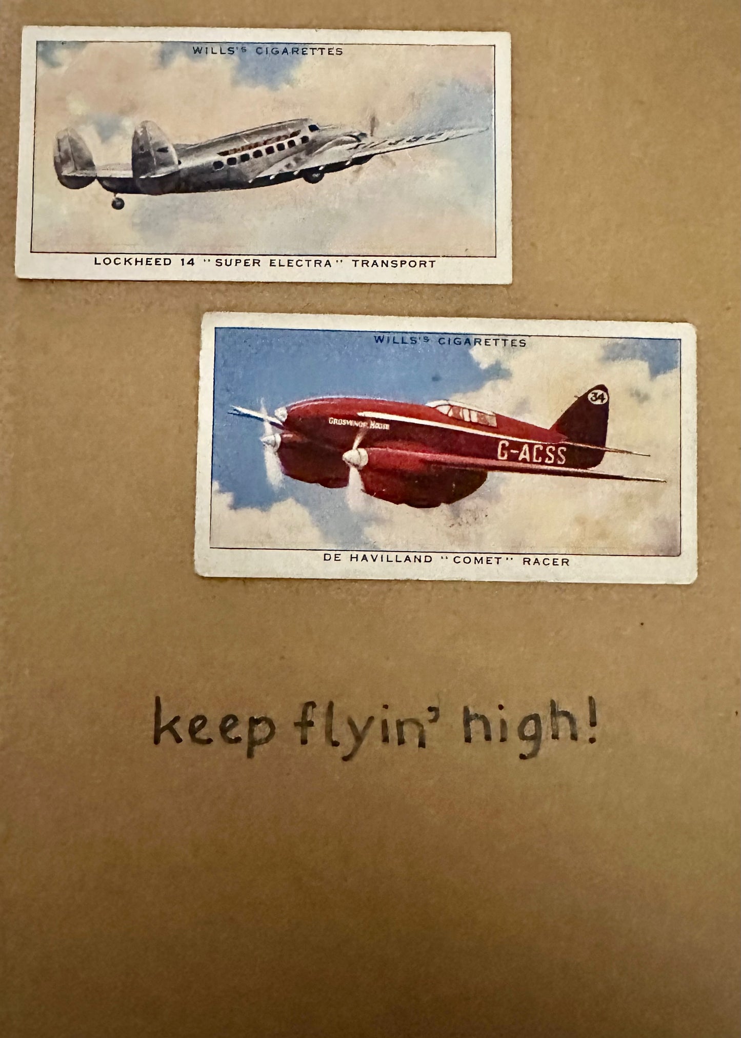 Handmade "Vintage Cigarette Card" Greeting Cards (Trains + Planes)